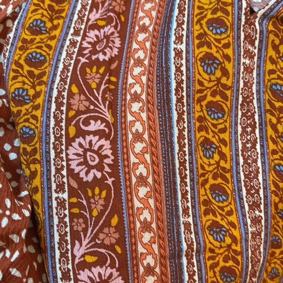 Knox rose long sleeve burnt orange print tie front with tassels - Picture 3 of 5